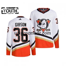 Kinder Anaheim Ducks Eishockey Trikot JOHN GIBSON 36 Adidas 2022-2023 Reverse Retro Weiß Authentic